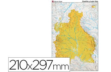 Mapa mudo color din a4 castilla-leon fisico