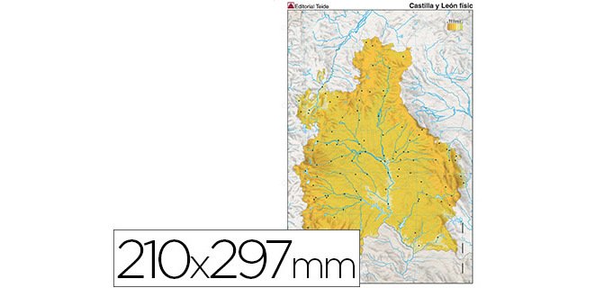 Mapa mudo color din a4 castilla-leon fisico