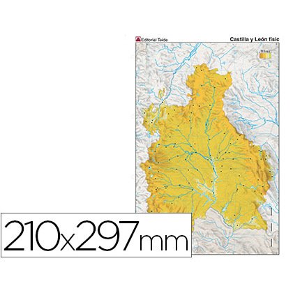 Mapa mudo color din a4 castilla-leon fisico