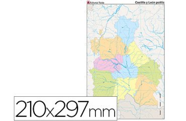 Mapa mudo color din a4 castilla-leon politico
