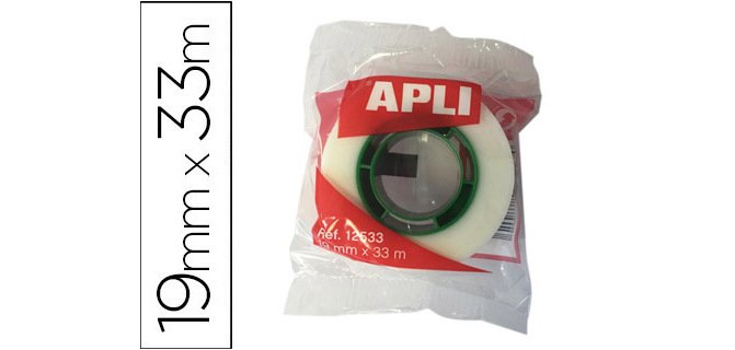 Cinta adhesiva apli 33 m x 19 mm invisible encelofanada individualmente