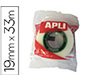 Cinta adhesiva apli 33 m x 19 mm invisible encelofanada individualmente