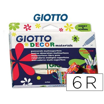 Rotulador giotto decor materials caja de 6 colores surtidos