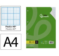 Recambio liderpapel a4 100 hojas 100gr rayado nº 46 4 taladros