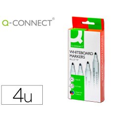 Rotulador q-connect pizarra blanca caja 4 colores surtidos punta redonda 3 mm