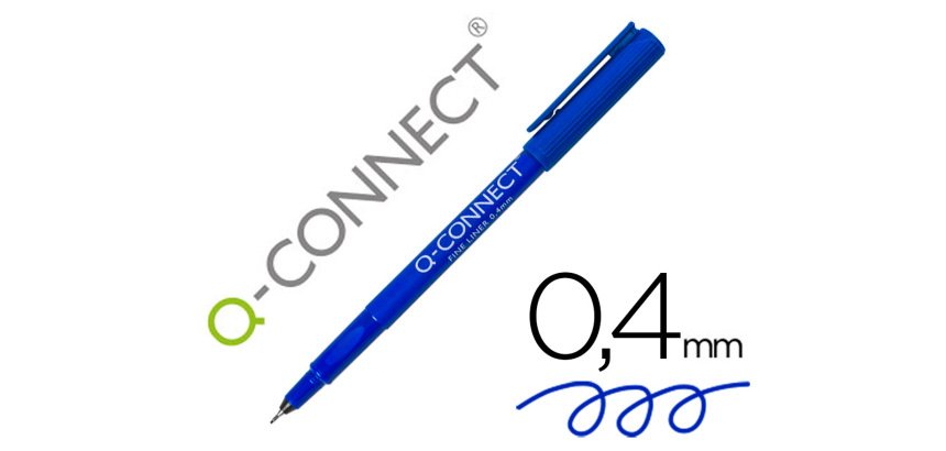 Rotulador q-connect punta de fibra fine liner azul 0,4 mm