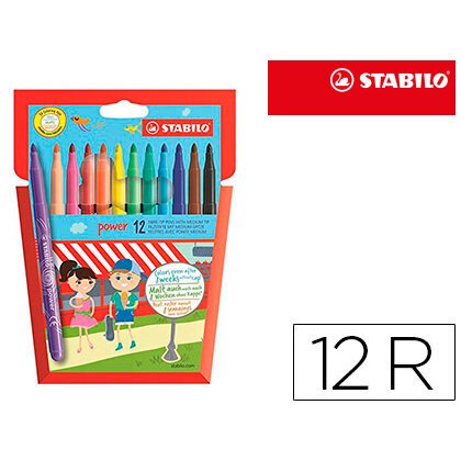 Rotulador stabilo power caja de 12 unidades colores surtidos