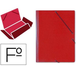 Carpeta saro gomas tres solapas carton folio color rojo