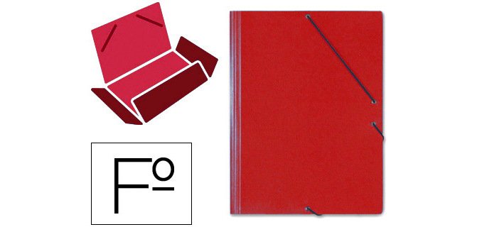 Carpeta saro gomas tres solapas carton folio color rojo