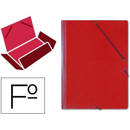 Carpeta saro gomas tres solapas carton folio color rojo