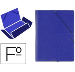 Carpeta saro gomas tres solapas carton folio color azul