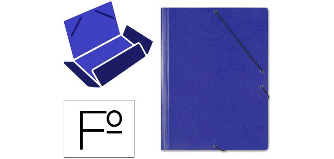Carpeta saro gomas tres solapas carton folio color azul