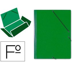 Carpeta saro gomas tres solapas carton folio color verde