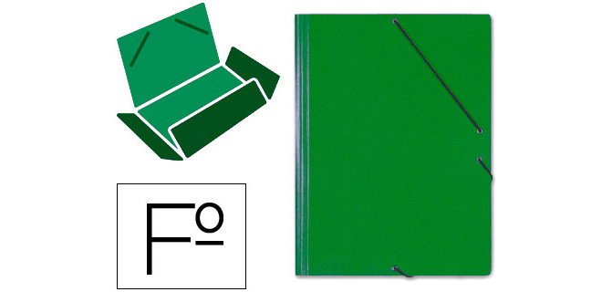 Carpeta saro gomas tres solapas carton folio color verde