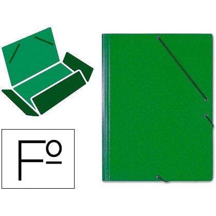 Carpeta saro gomas tres solapas carton folio color verde