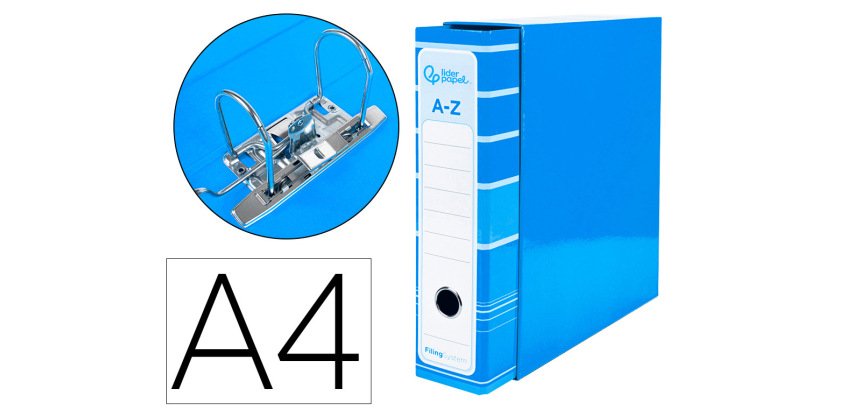 Archivador de palanca liderpapel a4 filing system forrado sin rado lomo 80mm con caja y compresor metal