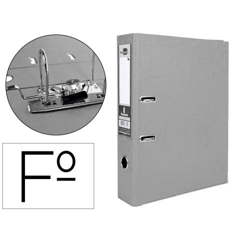 Archivador de palanca liderpapel folio documenta forrado pvc con rado lomo 52 mm gris compresor metalico