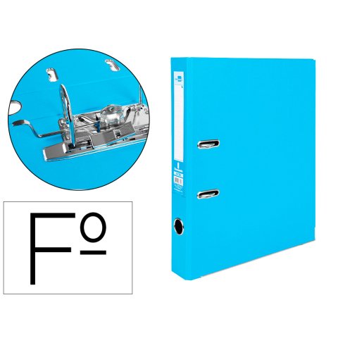 Archivador de palanca liderpapel folio documenta forrado pvc con rado lomo 52 mm celeste compresor metalico