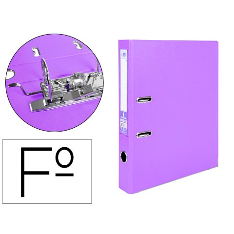 Archivador de palanca liderpapel folio documenta forrado pvc con rado lomo 52 mm lila compresor metalico