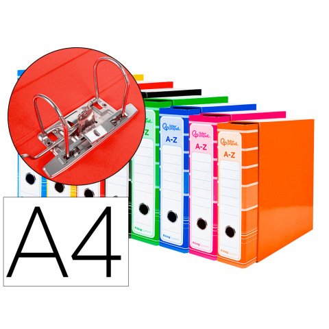 Archivador de palanca liderpapel a4 filing system forrado sin rado lomo 80 mm colores surtidos con caja y