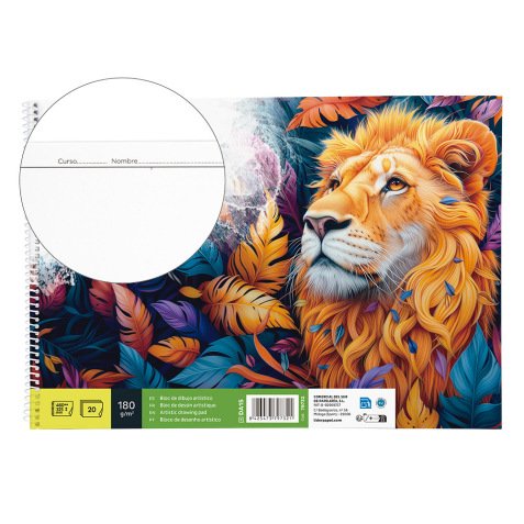 Bloc dibujo liderpapel lineal espiral 460x325 mm 20 hojas 180 gr/m2 con recuadro perforado