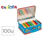 Rotulador carioca color kit caja metalica de 100 unidades surtidas + album colorear