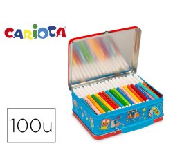 Rotulador carioca color kit caja metalica de 100 unidades surtidas + album colorear