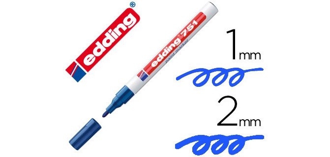 Rotulador edding punta fibra 751 azul punta redonda 1-2 mm