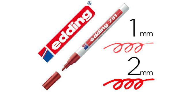 Rotulador edding punta fibra 751 rojo punta redonda 1-2 mm