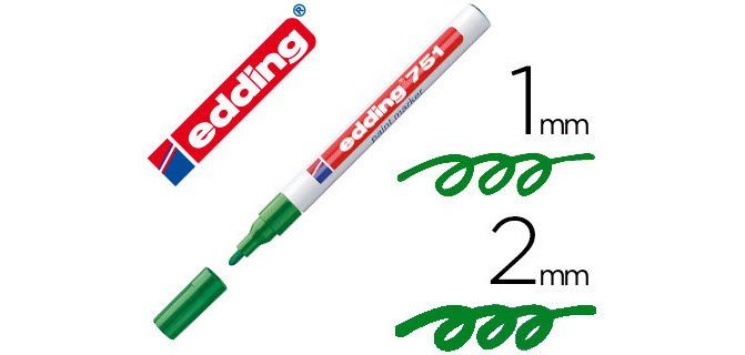 Rotulador edding punta fibra 751 verde punta redonda 1-2 mm