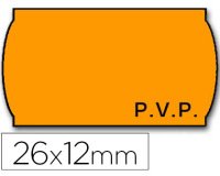 Etiquetas meto onduladas 26x12 mm pvp naranja fluor adh.2 rollo 1500 etiquetas apta tovel y metol