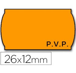 Etiquetas meto onduladas 26x12 mm pvp naranja fluor adh.2 rollo 1500 etiquetas para etiquetadora tovel