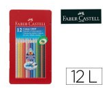 Lapices de colores faber castell acuarelable colour grip triangular caja metalica de 12 colores surtidos