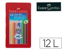 Lapices de colores faber castell acuarelable colour grip triangular caja metalica de 12 colores surtidos