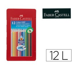 Lapices de colores faber castell acuarelable colour grip triangular caja metalica de 12 colores surtidos