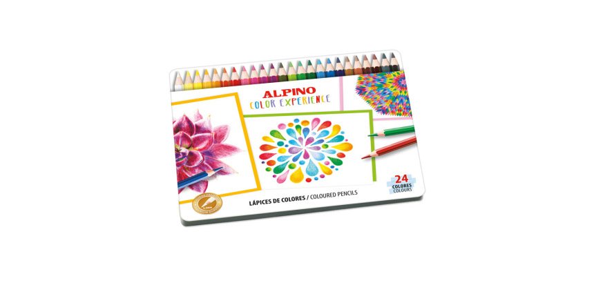 Lapices de colores alpino color experience caja metalica de 24 unidades colores surtidos