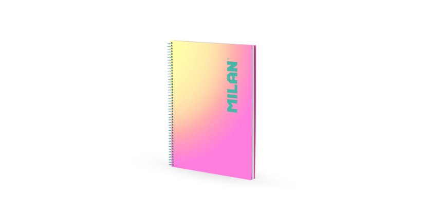 Cuaderno espiral milan coleccion sunset din a4 tapa dura 90 hojas 95 gr cuadricula 5 mm rosa