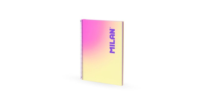 Cuaderno espiral milan coleccion sunset din a4 tapa dura 90 hojas 95 gr cuadricula 5 mm amarillo