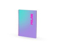 Cuaderno espiral milan coleccion sunset din a4 tapa dura 90 hojas 95 gr cuadricula 5 mm lila