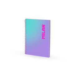 Cuaderno espiral milan coleccion sunset din a4 tapa dura 90 hojas 95 gr cuadricula 5 mm lila
