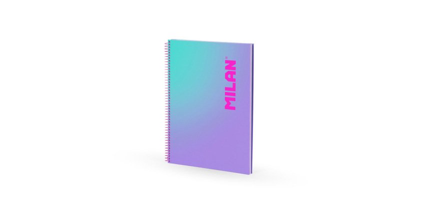 Cuaderno espiral milan coleccion sunset din a4 tapa dura 90 hojas 95 gr cuadricula 5 mm lila
