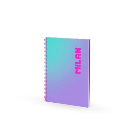 Cuaderno espiral milan coleccion sunset din a4 tapa dura 90 hojas 95 gr cuadricula 5 mm lila