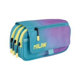Estuche portatodo milan sunset 4 cremalleras con solapa turquesa 240x130x80 mm