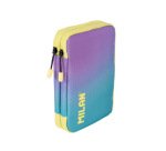 Plumier escolar milan coleccion sunset doble cremallera con accesorios color turquesa 198x143x40 mm