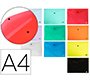 Carpeta liderpapel dossier broche transparente din a4 colores surtidos paquete de 5 retractilado