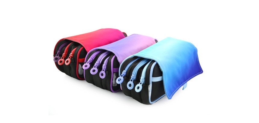 Estuche portatodo office box triple cremallera colores mix surtidos 220x110x90 mm