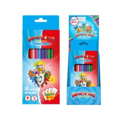 Lapices de colores dohe superthings caja de 12 unidades colores surtidos + 4 hojas para colorear