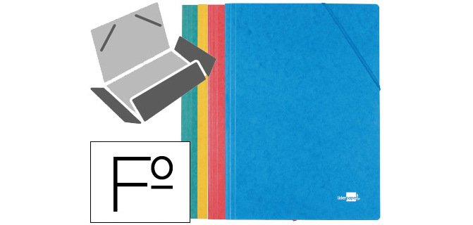 Carpeta liderpapel gomas tres solapas carton simil prespan folio pack de 4 unidades colores surtidos