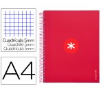 Cuaderno espiral a4 micro antartik tapa forrada 120h 100 gr cuadro 5mm 5 bandas 4 taladros color frambuesa