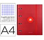 Carpeta con recambio antartik a4 cuadro 5mm forrada 4 anillas 40mm redondas con solapa color frambuesa